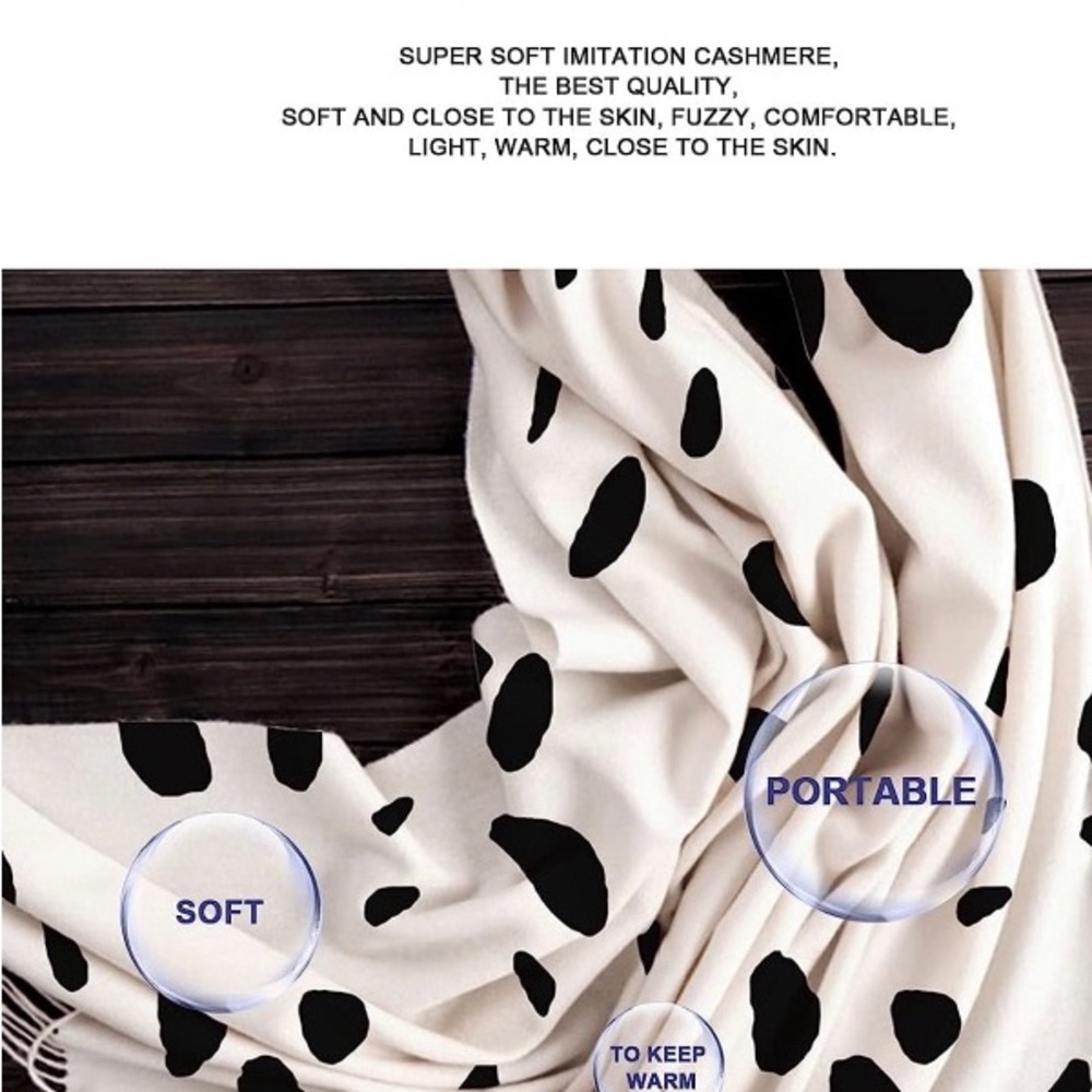 Black and White Dalmatian Dot Scarf